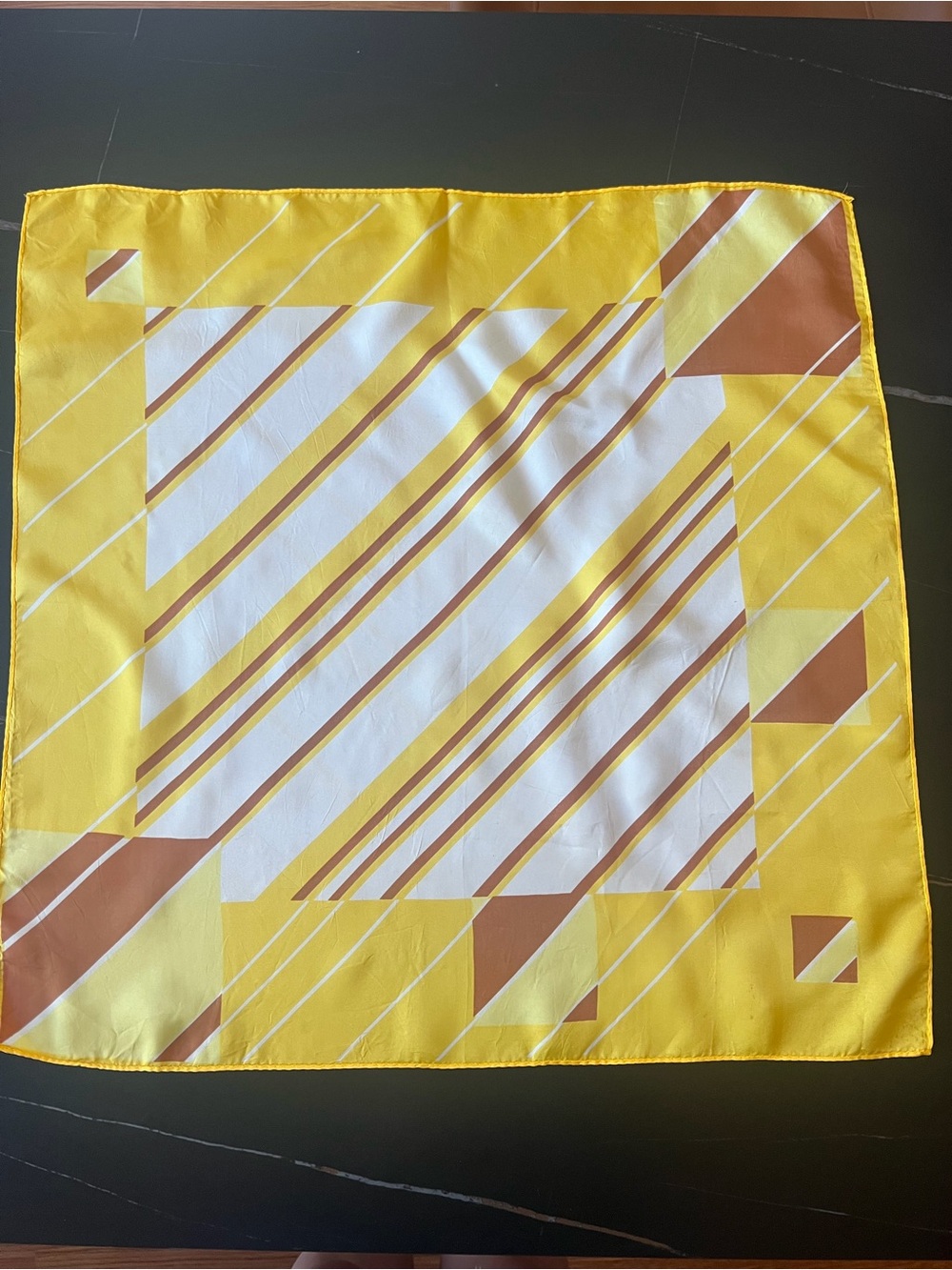 Yellow & White Geometric Silk Scarf